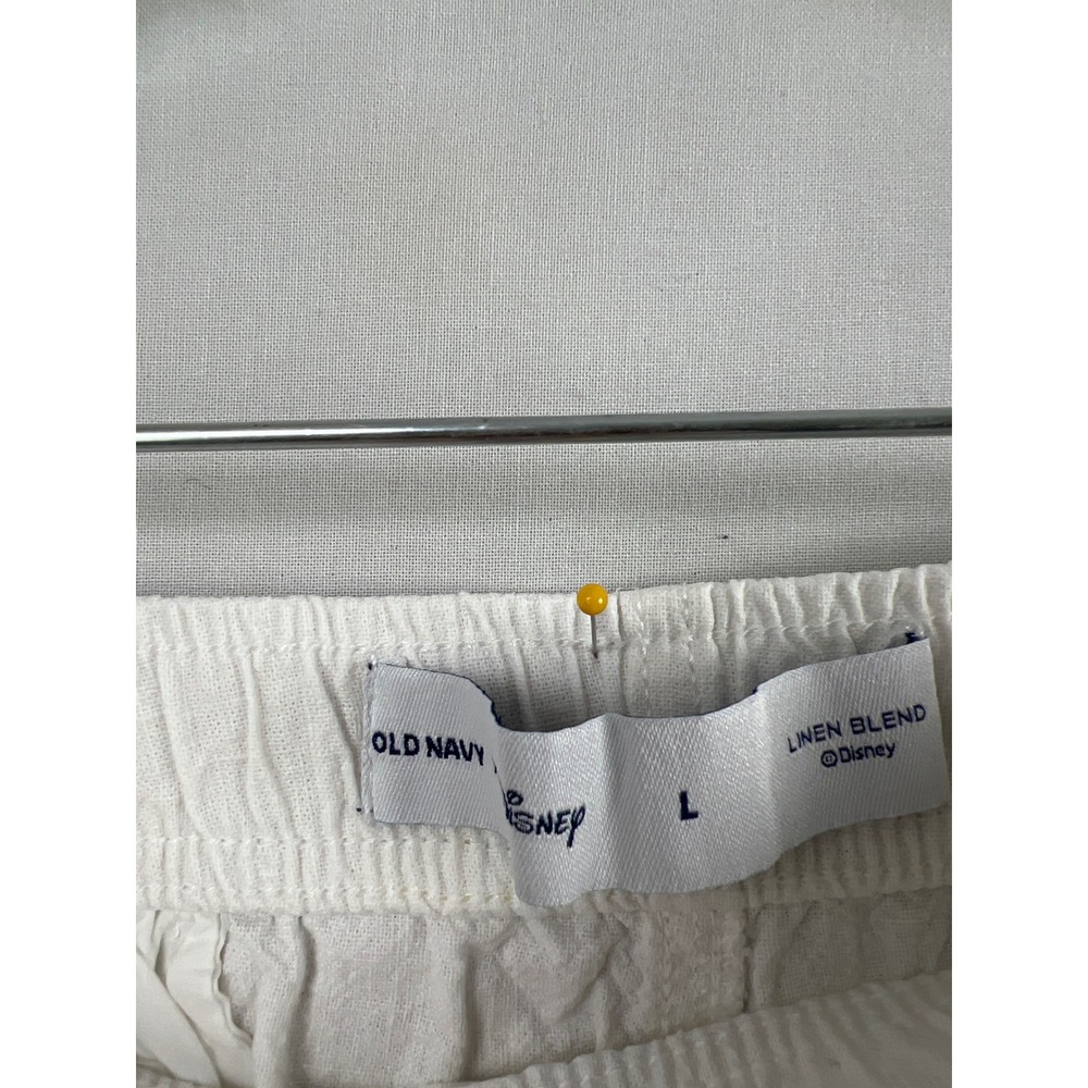 Old Navy Disney Shorts Womens Large White Linen Blend Mickey Mouse Cherry Red - Picture 2 of 9
